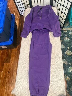 Purple Two-Piece Sweatshirt & Jogger Set